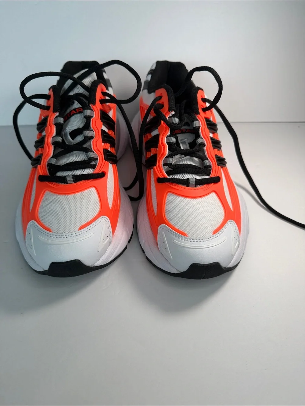 adidas White and Neon Orange Men's Running Sneakers